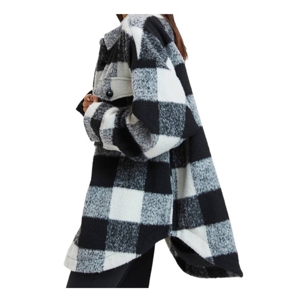 NWT Good American Plaid Shacket Black Ivory Plus size 7/8 - 4X/5X - Picture 5 of 6